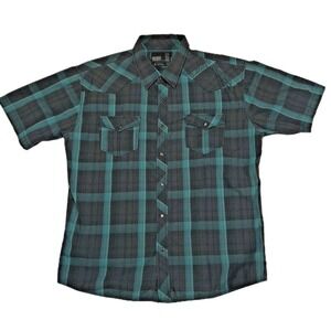 Embroidered Pearl Snap Western Shirt Men's XL 48" Button Down Short Sleeve Plaid